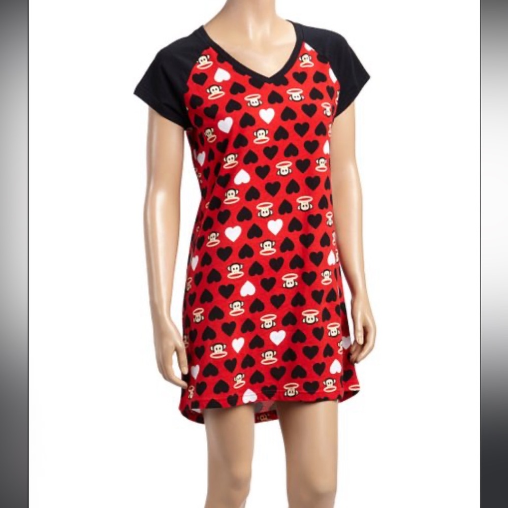 Paul Frank- Red 'Julius' Raglan Nightgown - Juniors Size Small